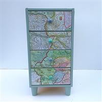 Schubladenkommode Landkartenmosaik