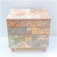 Schubladenkommode Stadtpläne  