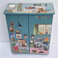 Puppenschrank "Blaues Kinderzimmer" 
